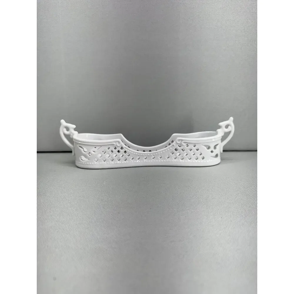 Porcelain Treasures White Porcelain Cutlery Holder Pierced Lattice Flatware Cadd